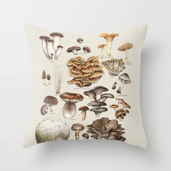 Striped mushroom pattern on throw blanket